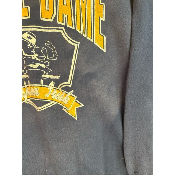 XL - Vintage 1990s Notre Dame University Irish Navy Yellow Sweatshirt Crewneck - Picture 4 of 10